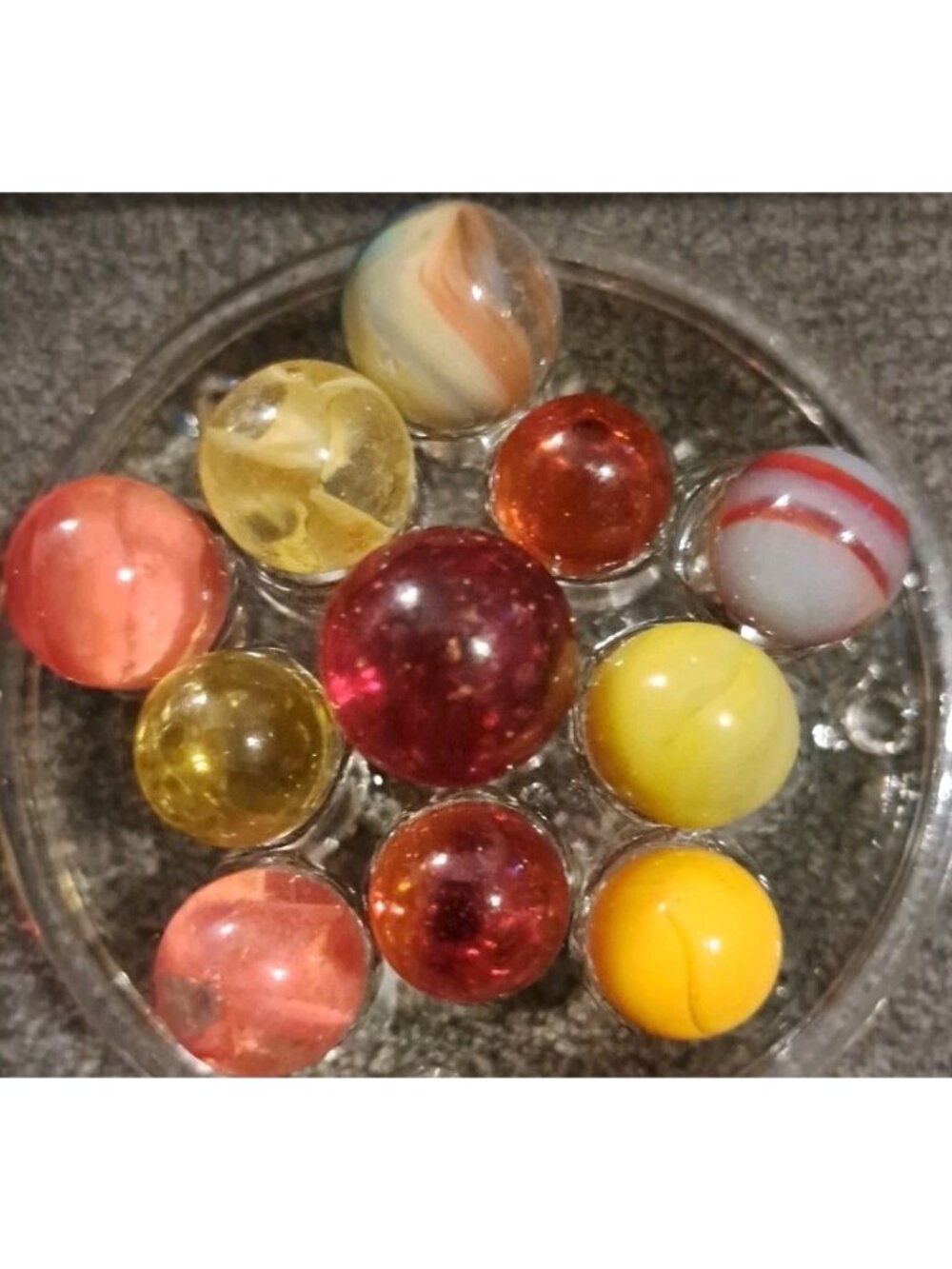 Lot Of 11 Estate Sale Marbles All Orange UV Reactive